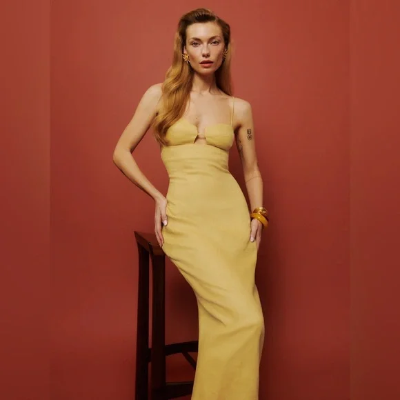 Reformation Malibu Linen Dress in Tuscan Sun